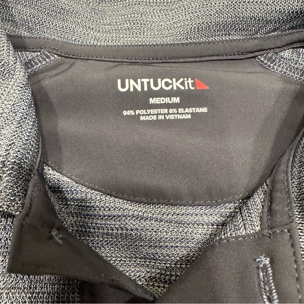 UNTUCKit Men's Hannifer Polo Shirt Medium Heathered Blue Short Sleeve Golf - Picture 3 of 7